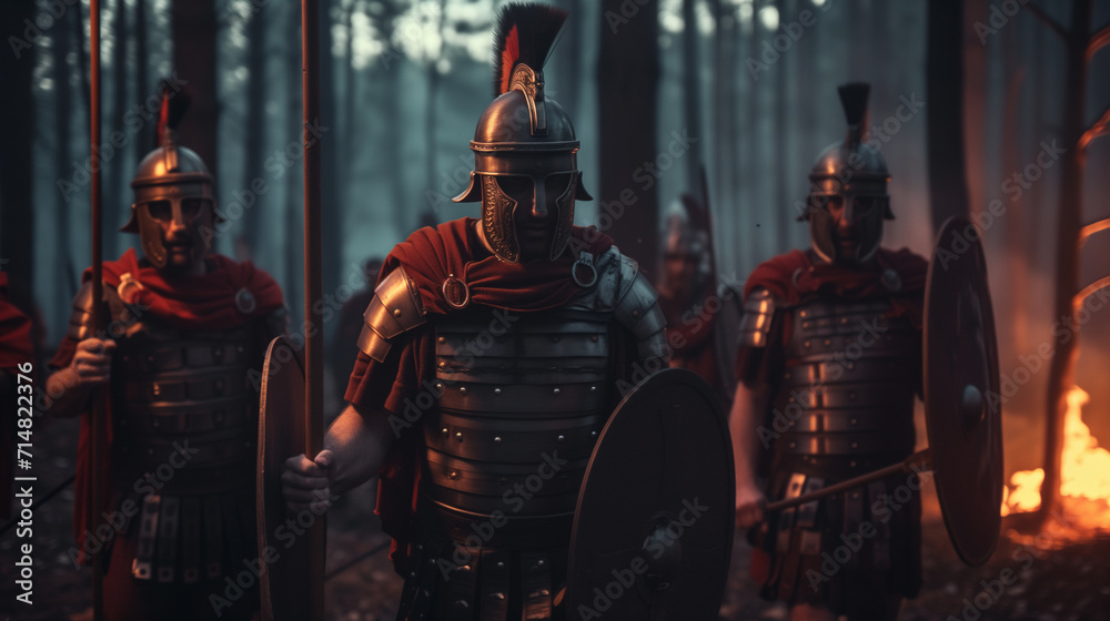 Roman centurion in battle. AI generated Roman centurion in battle. AI generated