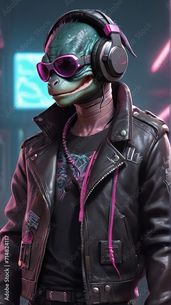 Salamander Synthwave Serenity Down Under by Alex Petruk AI GENERATED