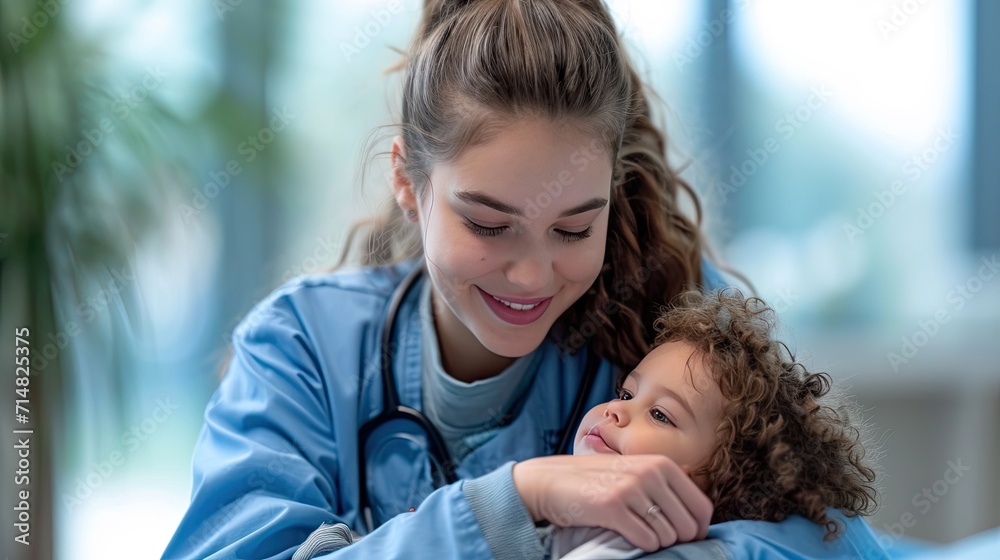 medical professional conducting a thorough health examination on a newborn, focusing on a side-angle shot to emphasize the professionalism and care medical professional conducting a thorough health examination on a newborn, focusing on a side-angle shot to emphasize the professionalism and care