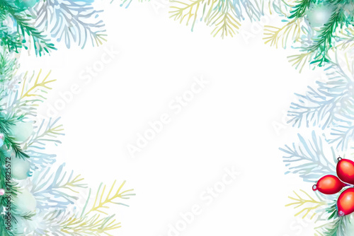 Winter Snowy Watercolor Flowers: Elegant Floral Design with Ample Copy Space for Your Message