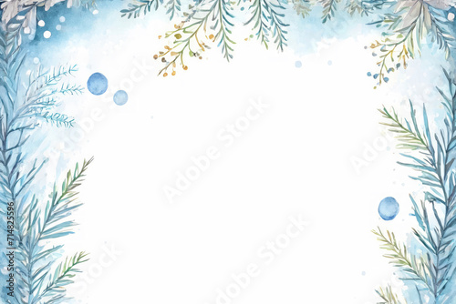 Winter Snowy Watercolor Flowers: Elegant Floral Design with Ample Copy Space for Your Message