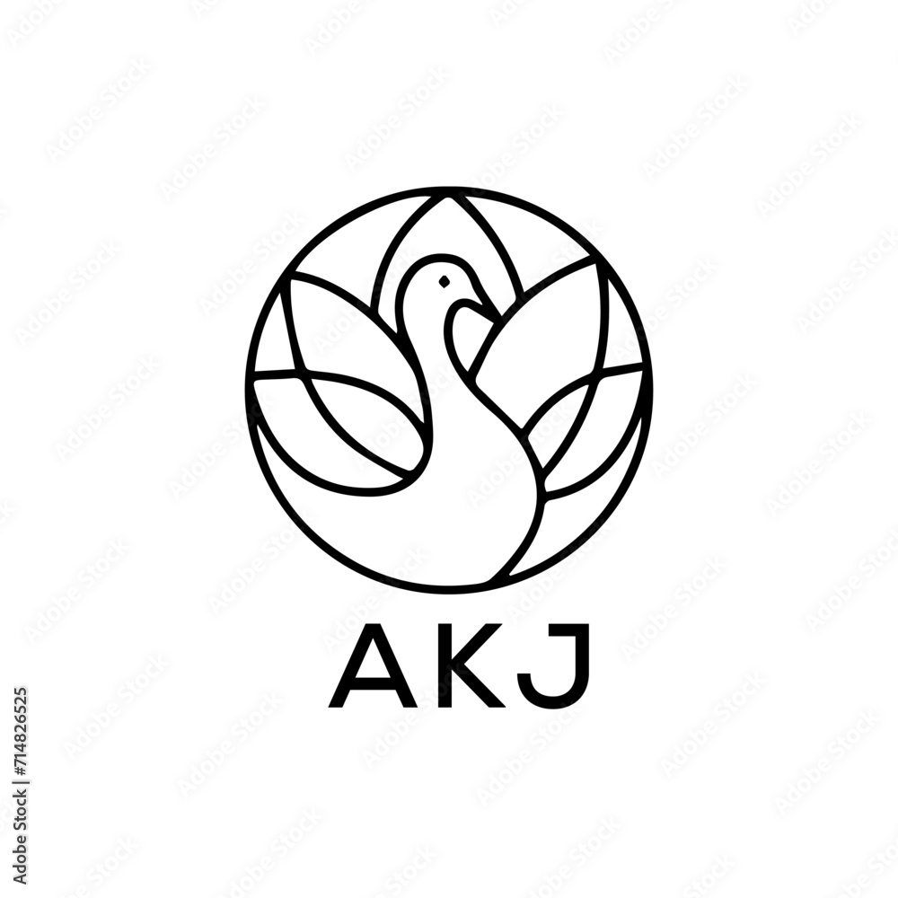 Fototapeta premium AKJ Letter logo design template vector. AKJ Business abstract connection vector logo. AKJ icon circle logotype. 