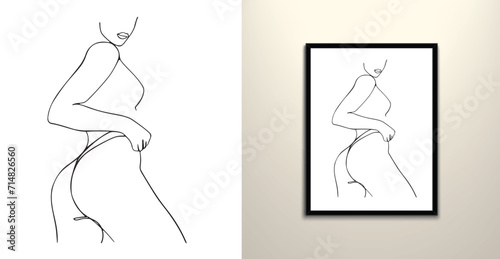 Woman figure line art drawing design 