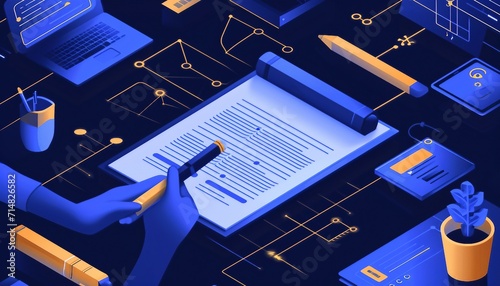  the integration of smart contract technology with document automation, showcasing how legal agreements can be executed automatically with blockchain-based solutions. photo