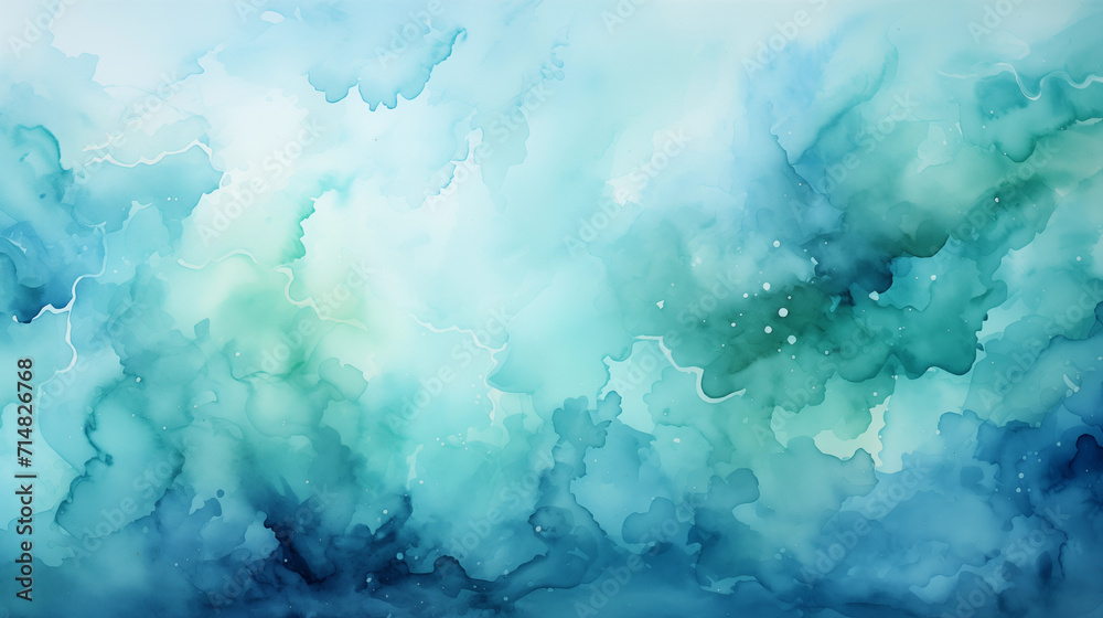 Teal & Green Splatter Canvas: a dreamy ethereal watercolor background