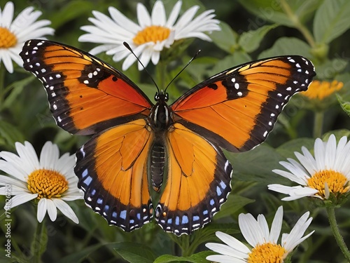 Monarch butterfly on a flower. Generative AI. © anungcamui
