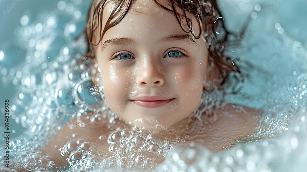 the child playful and bubble during shower the child playful and bubble during shower