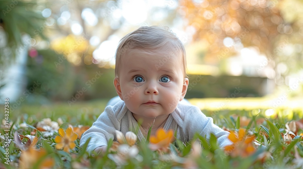 newborn experiencing the outdoors, perhaps a gentle stroll in a park or garden newborn experiencing the outdoors, perhaps a gentle stroll in a park or garden