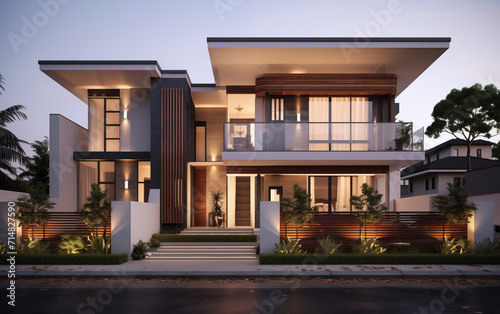 Luxury villa appearance,created with Generative AI tecnology. © henvryfo