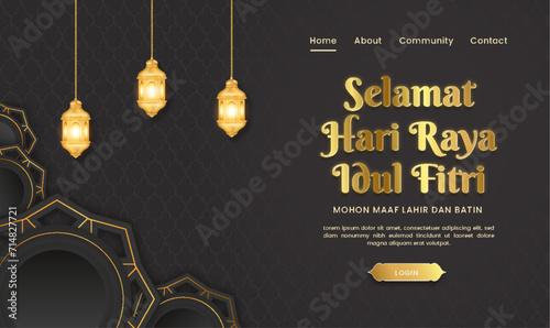 Luxury islamic background with decorative ornament pattern and lanterns Premium Vector