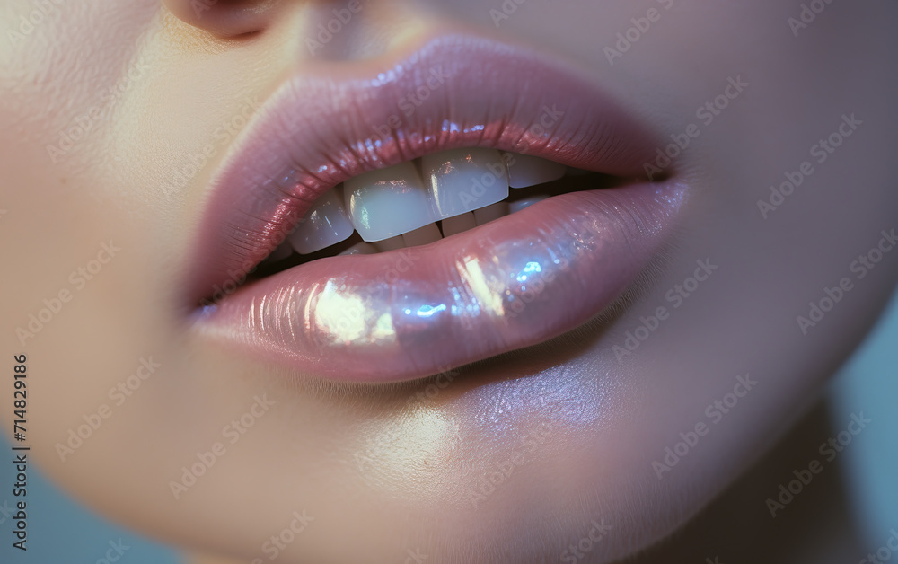 Fototapeta premium Beauty lips makeup close-up,created with Generative AI tecnology.