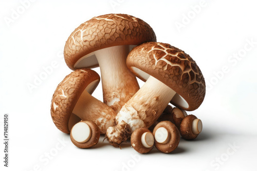 Matsutake Mushroom isolated on solid white background. ai generative