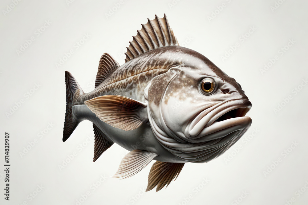 Cod fish isolated on solid white background. ai generative Cod fish isolated on solid white background. ai generative