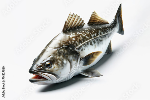 Cod fish isolated on solid white background. ai generative