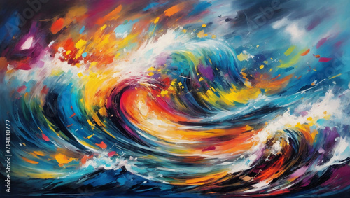 abstract expressionism, where the sea of emotions is captured in a mesmerizing painting, with a storm of colors that evoke a range of feelings