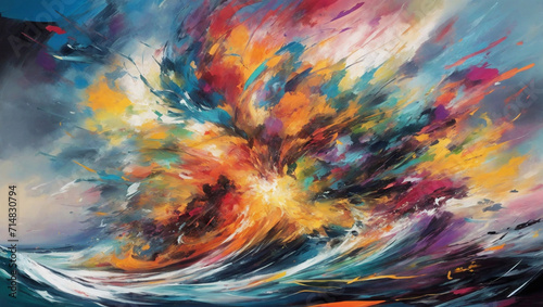 abstract expressionism, where the sea of emotions is captured in a mesmerizing painting, with a storm of colors that evoke a range of feelings