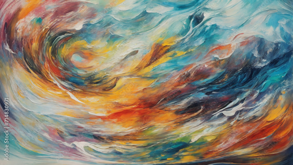 unique blend of colors and textures in an abstract sea, brought to life by the versatile medium of oil paint