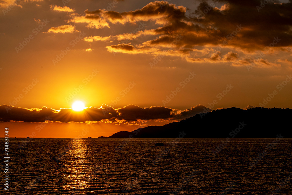 Sunset on the sea with Clouds in Kas Turkey