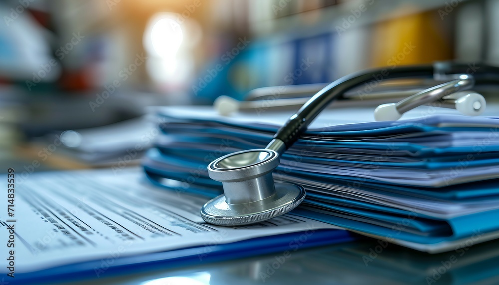  the application of document management technologies in the healthcare industry, emphasizing secure and efficient handling of patient records and medical information. - obrazy, fototapety, plakaty 