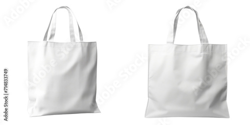 Set of eco-friendly canvas bag mock up isolated on a transparent background