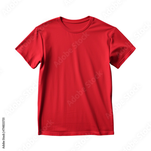 Plain red color t-shirt template front view mock up isolated on a transparent background