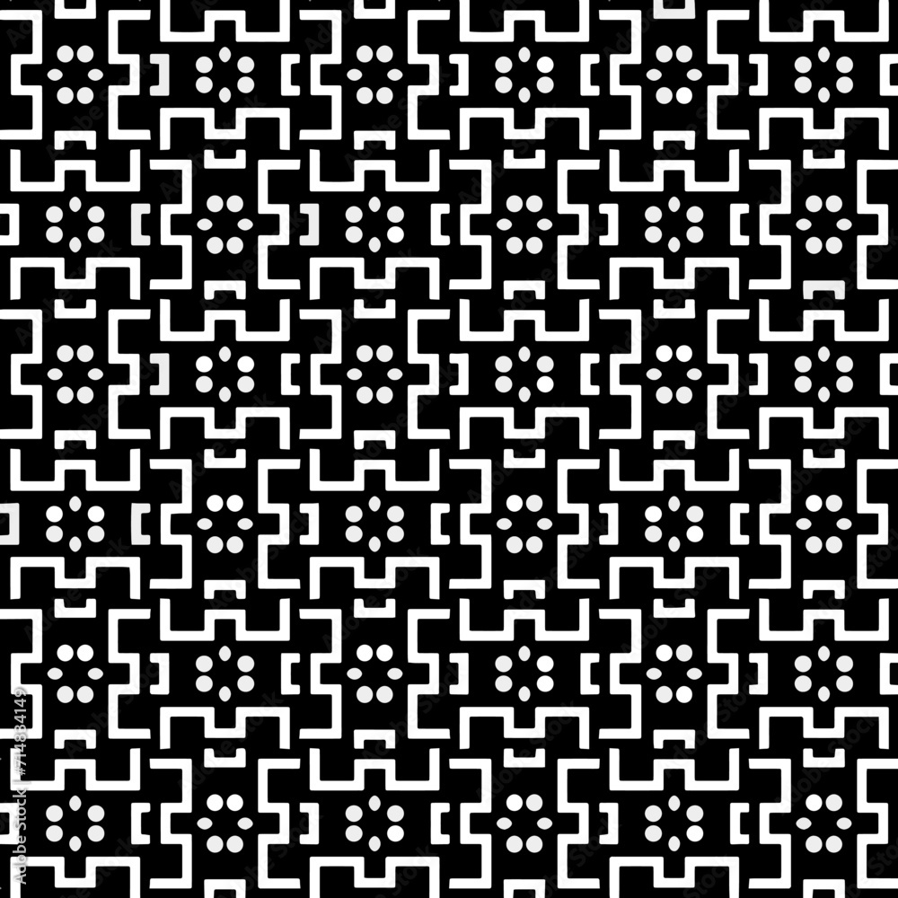A white background with black design.Seamless texture for fashion, textile design,  on wall paper, wrapping paper, fabrics and home decor. Simple repeat pattern. Geometric patterns.