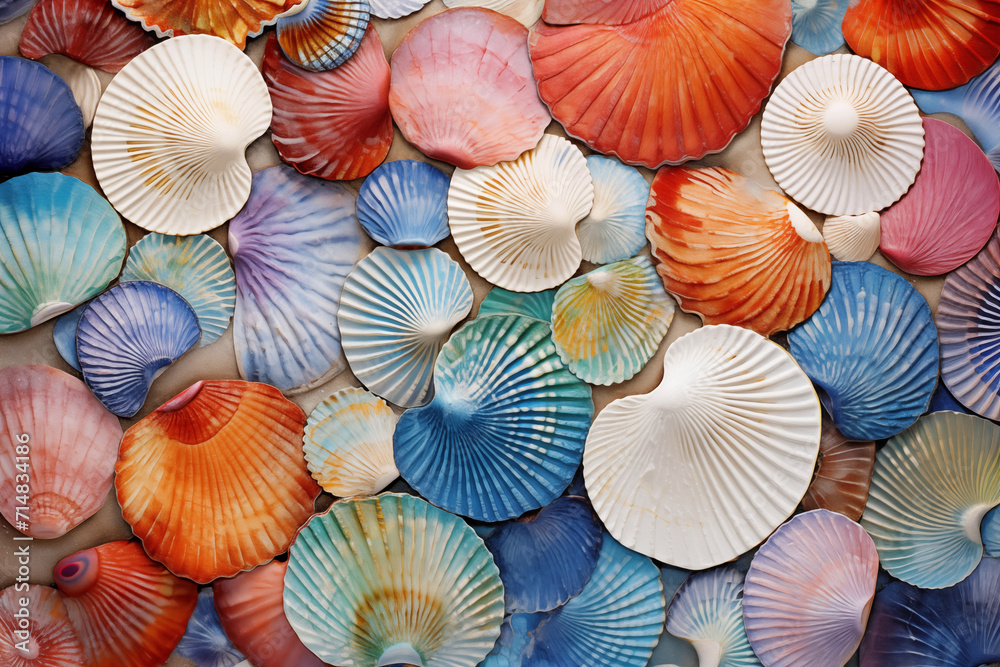 Abstract art inspired by the patterns of seashell textures creating - obrazy, fototapety, plakaty 