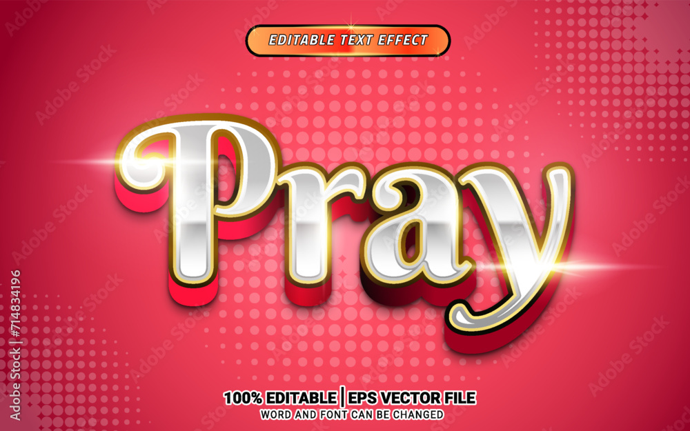 Pray Ramadan silver red 3d editable text effect design