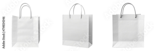 Set of white paper white bag mock up isolated on a transparent background photo