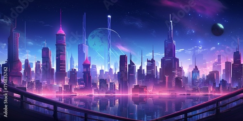Design a cityscape with trendy pink and red neon lights, capturing the vibrant energy of a romantic urban night.