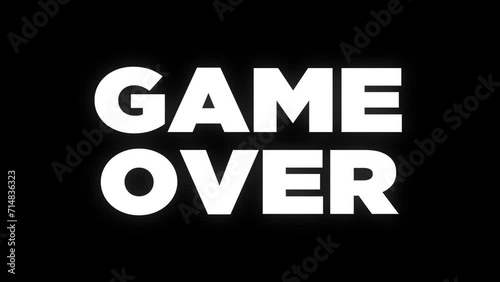 GAME OVER lettering - stroke text reveals animation changing colors on black background