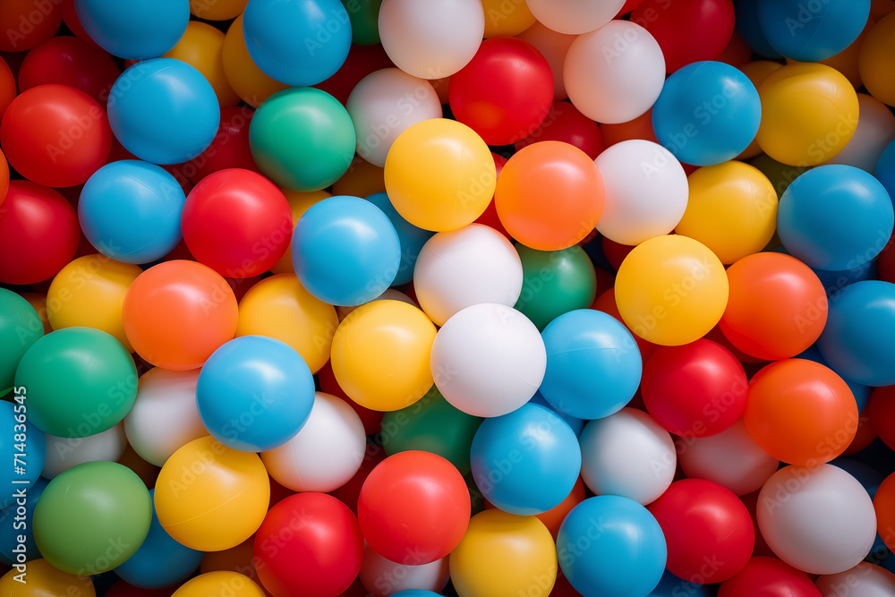 Colorful ball pool from a top view in an indoor playground Colorful ball pool from a top view in an indoor playground