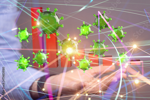 virus Connecting lines and dots.Big data visualization