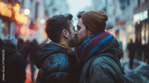 A gay couple is kissing each other in public © Frank Gärtner