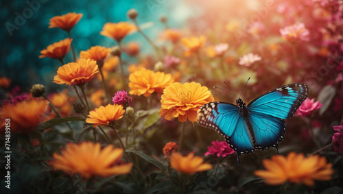 abstract nature spring Background  spring flower and butterfly © Vugar & Salekh