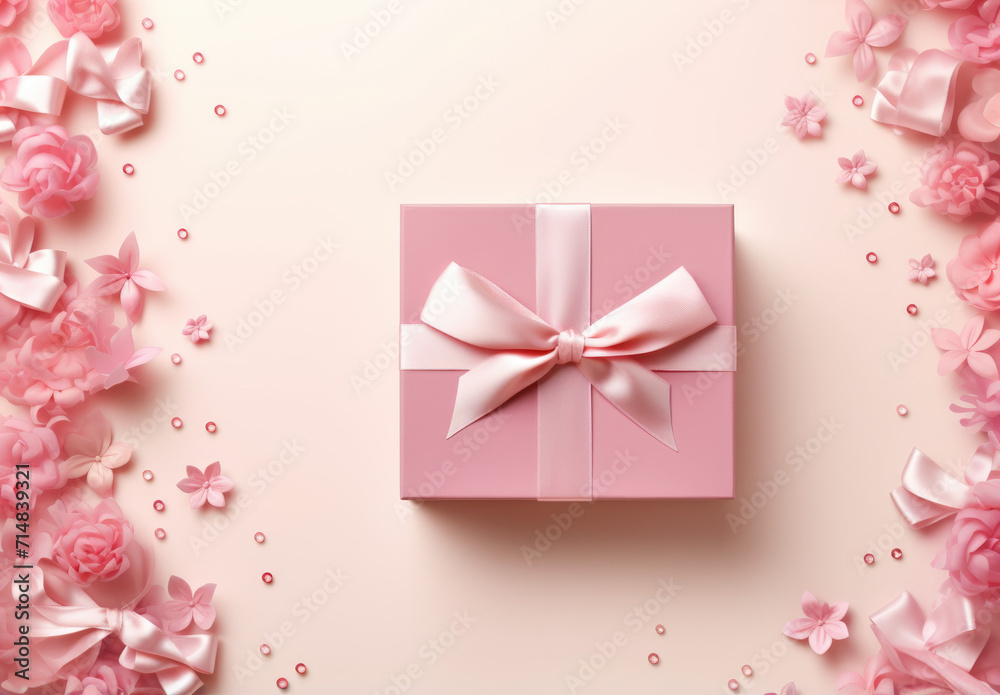 Mothers day sale flat design with christmas gift boxes and ribbons on pink. Mothers day sale flat design with christmas gift boxes and ribbons on pink.