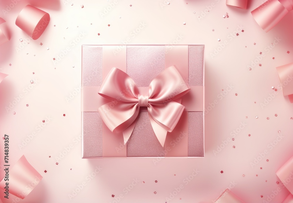 Mothers day sale flat design with christmas gift boxes and ribbons on pink.