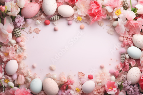 Easter egg greetings card with no text. AI Generative.