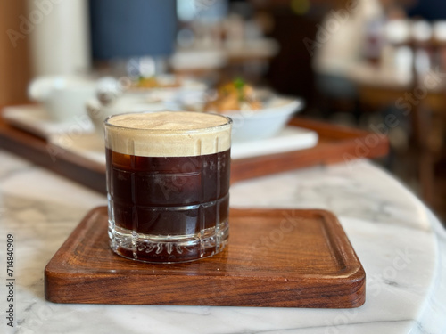 Cold brew Americano with foam