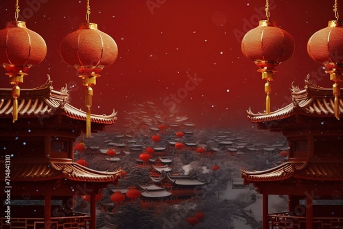 background happy new year china lanscape with generative ai
