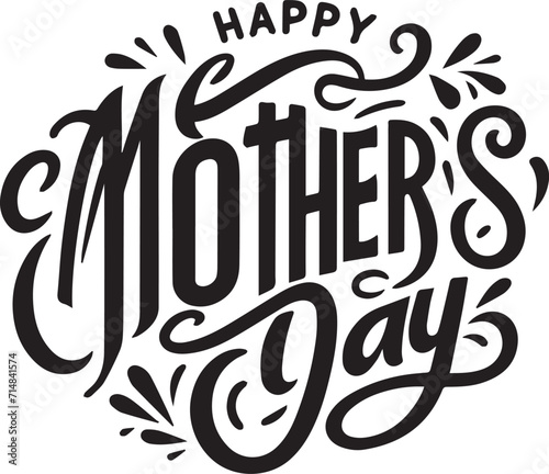 Happy Mothers Day Incorporate a vector illustration of a mother surrounded by blooming flowers.