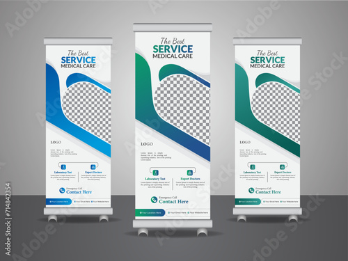 Standee and Banner Template: Professional and Modern Health Care and Medical Roll Up Design, Creative Minimal x Banner, Simple Layout, Modern Minimalist Professional and Corporate Medical Roll Up 