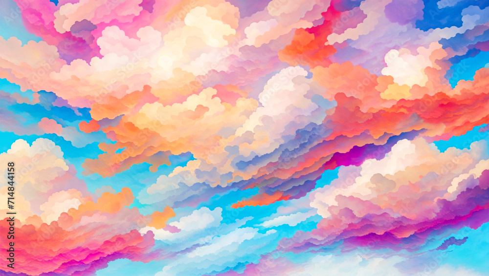 watercolor abstact background made with colorful clouds 