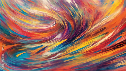 Fragment of multicolored texture painting. whirlwind of abstract colors and lines on a dynamic background, conveying a sense of movement and spontaneity panorama