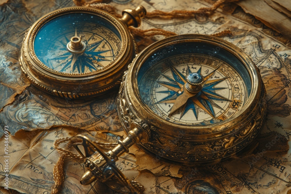 Enchanted celestial compasses, guiding adventurers to hidden realms among the stars - Generative AI Enchanted celestial compasses, guiding adventurers to hidden realms among the stars - Generative AI