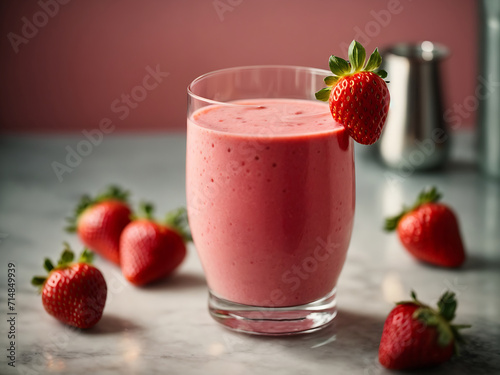 strawberry smoothie in glass design.