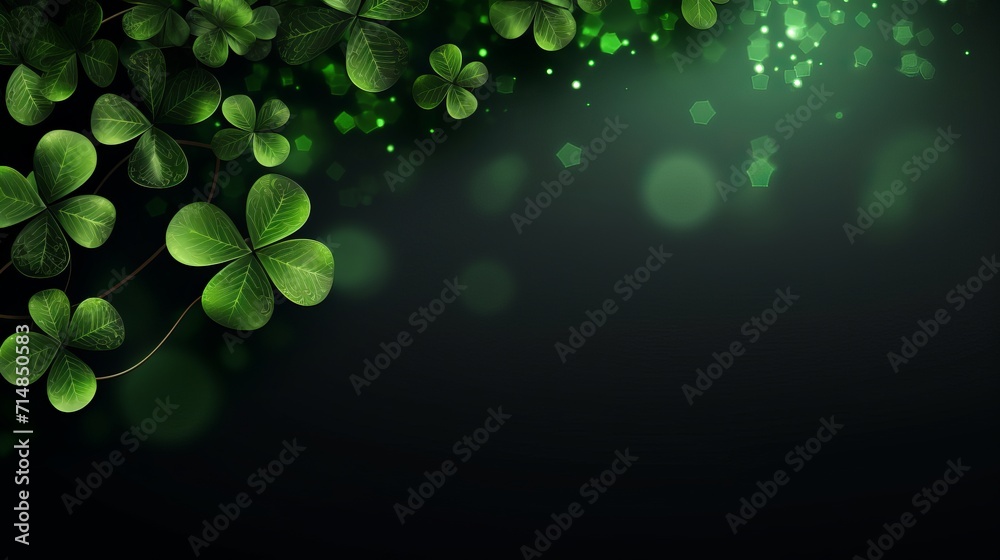 Shamrock, natural green background for St. Patrick's Day. Banner. Copy space. Banner.