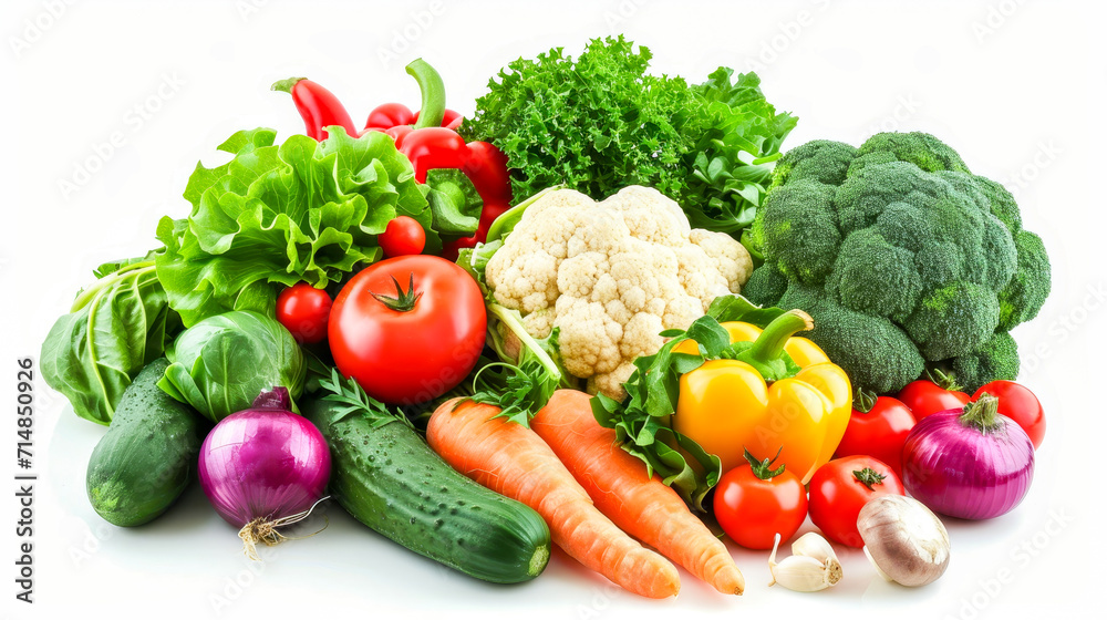 Colorful Fresh Vegetables Selection Isolated on White
