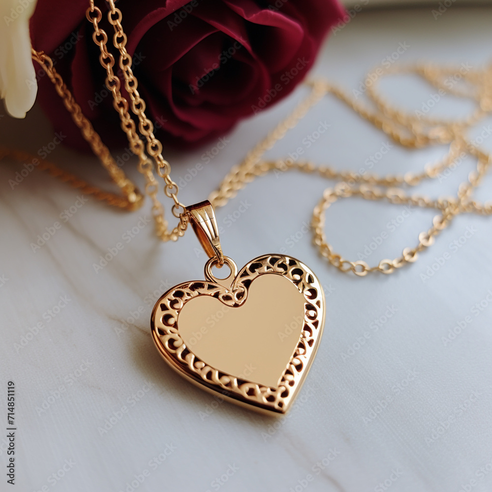 Gold necklaces with a heart medallion Gold necklaces with a heart medallion