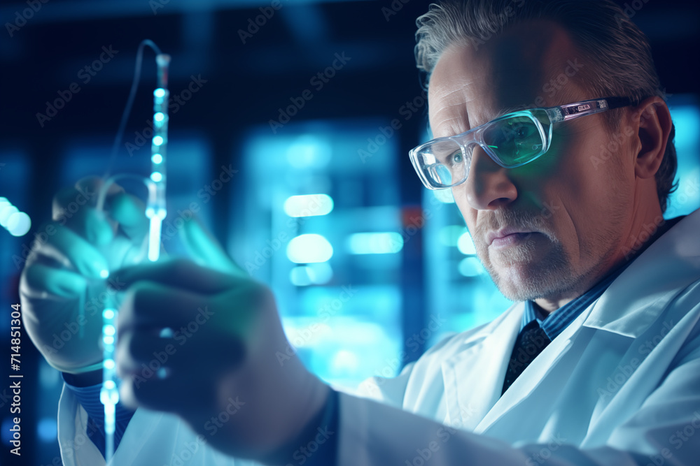 Close-up of a doctor or pharmaceutical laboratory worker in the digital age Advanced Medical Science Laboratory biotechnology Development of microbiology hands Close-up of a doctor or pharmaceutical laboratory worker in the digital age Advanced Medical Science Laboratory biotechnology Development of microbiology hands